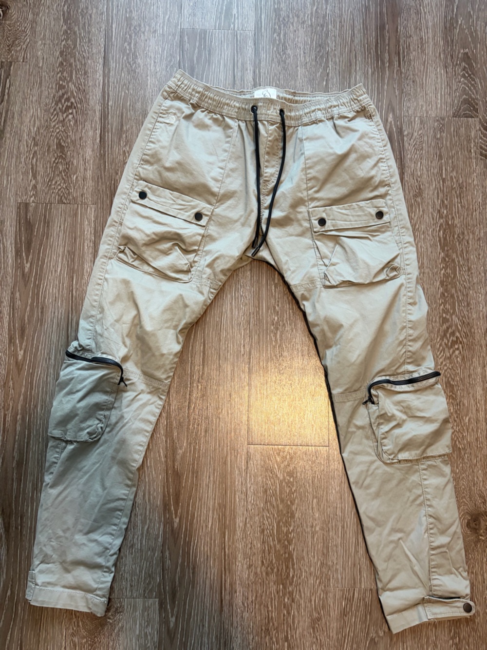 Kuwalla Men's Beige Utility Cargo Jogger Pants